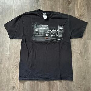 Y2K Harley Davidson Sanford Florida Flame Pool Logo Black Tee. Sz M